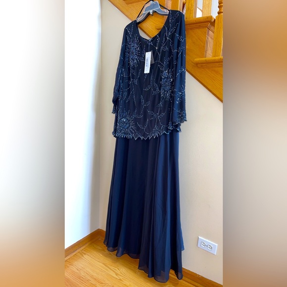 Women’s Formal Dress Plus Sz 22W Black J KARA 3/4 Sleeves Edge Bodice Mock Flare - Picture 7 of 9